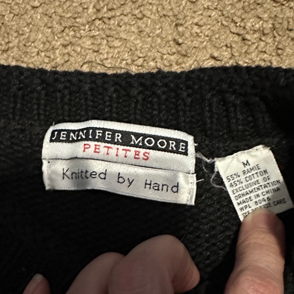 Jennifer Moore Black Knitted by hand ugly Christmas Sweater - Picture 2 of 14